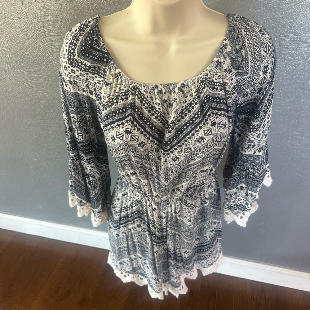 See You Monday Blue and White romper